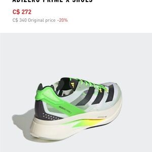 Adidas Adizero Green and Black Running Shoes size 8